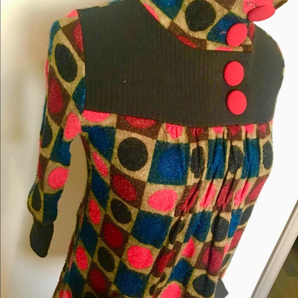 70s Mod Style High Neck Shift Dress - Picture 6 of 9